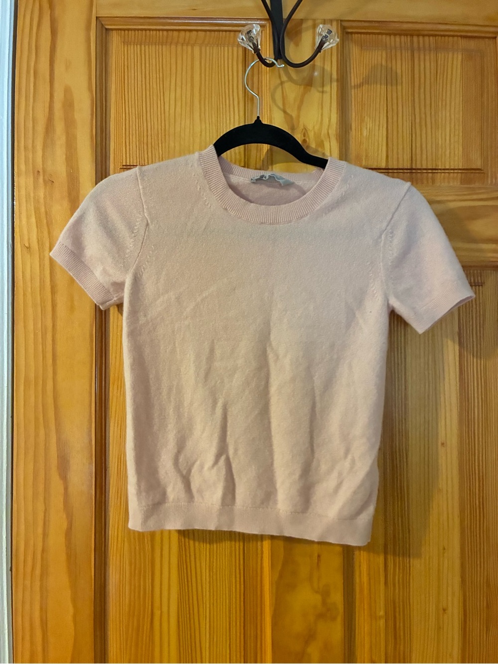 Everlane Cashmere Crop Short Sleeve Crewneck Top - Pale Pink